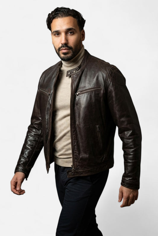 Vest Cuir Epais Vintage Marron