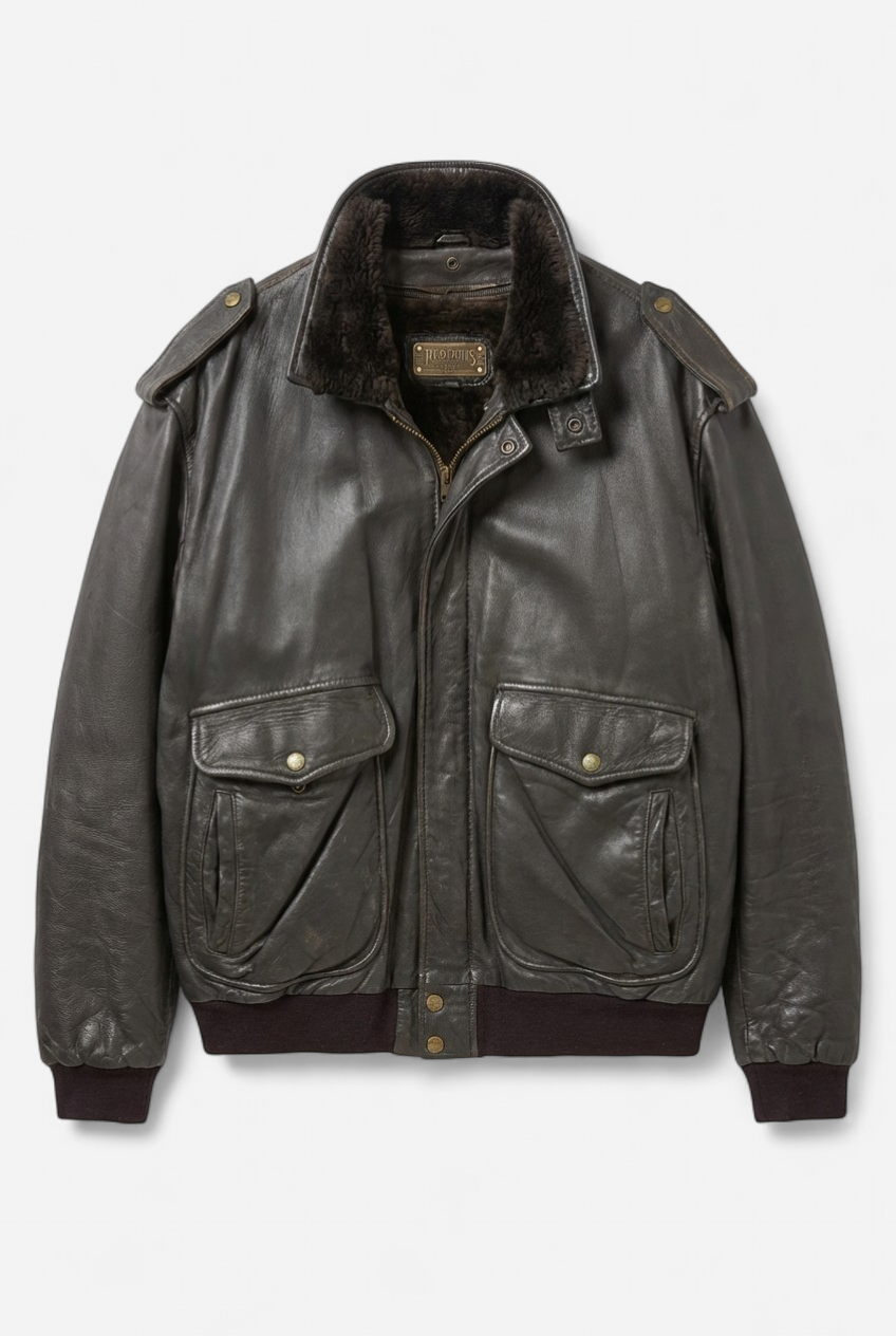 Veste cuir marron XXL