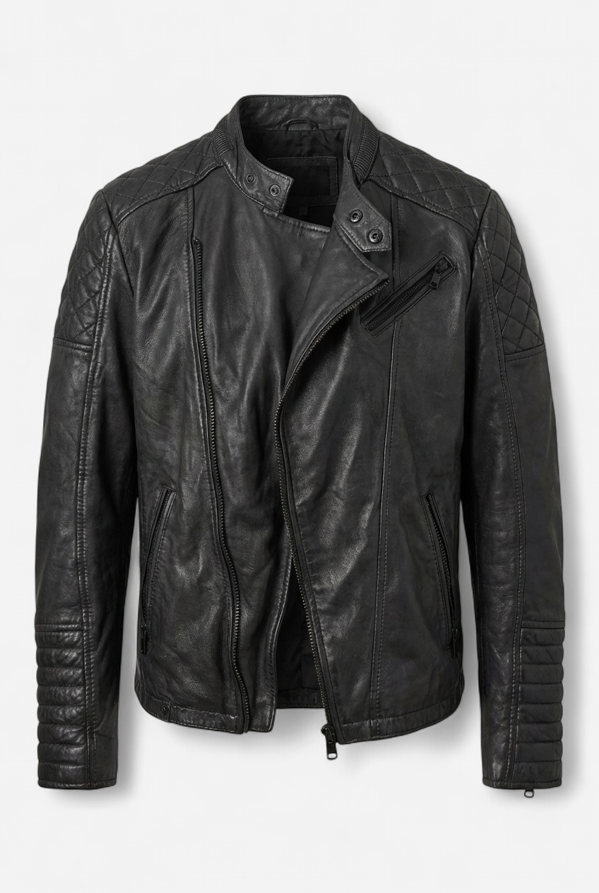 VESTE EN CUIR DE MOTARD