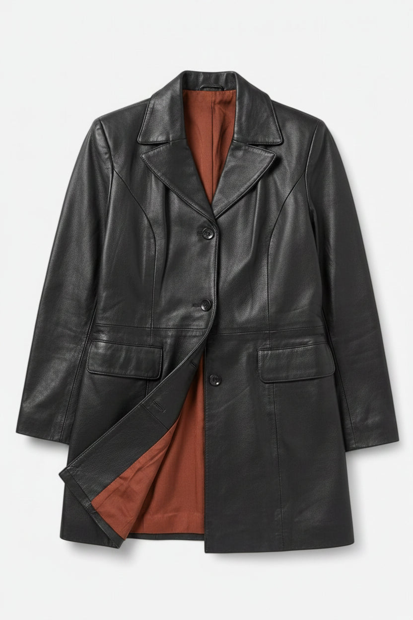 Veste noire cuir Femme