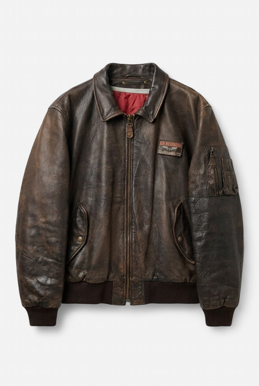 Blouson en cuir marron Redskins Homme
