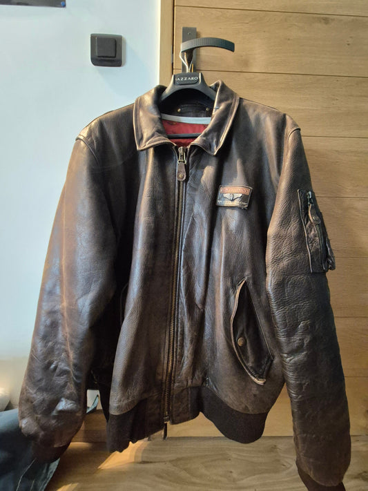 Blouson en cuir marron Redskins Homme