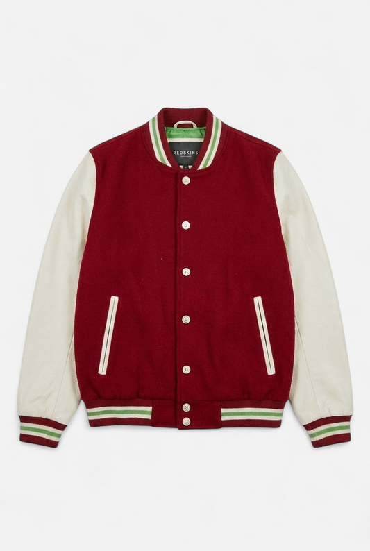 Veste teddy rouge et blanche