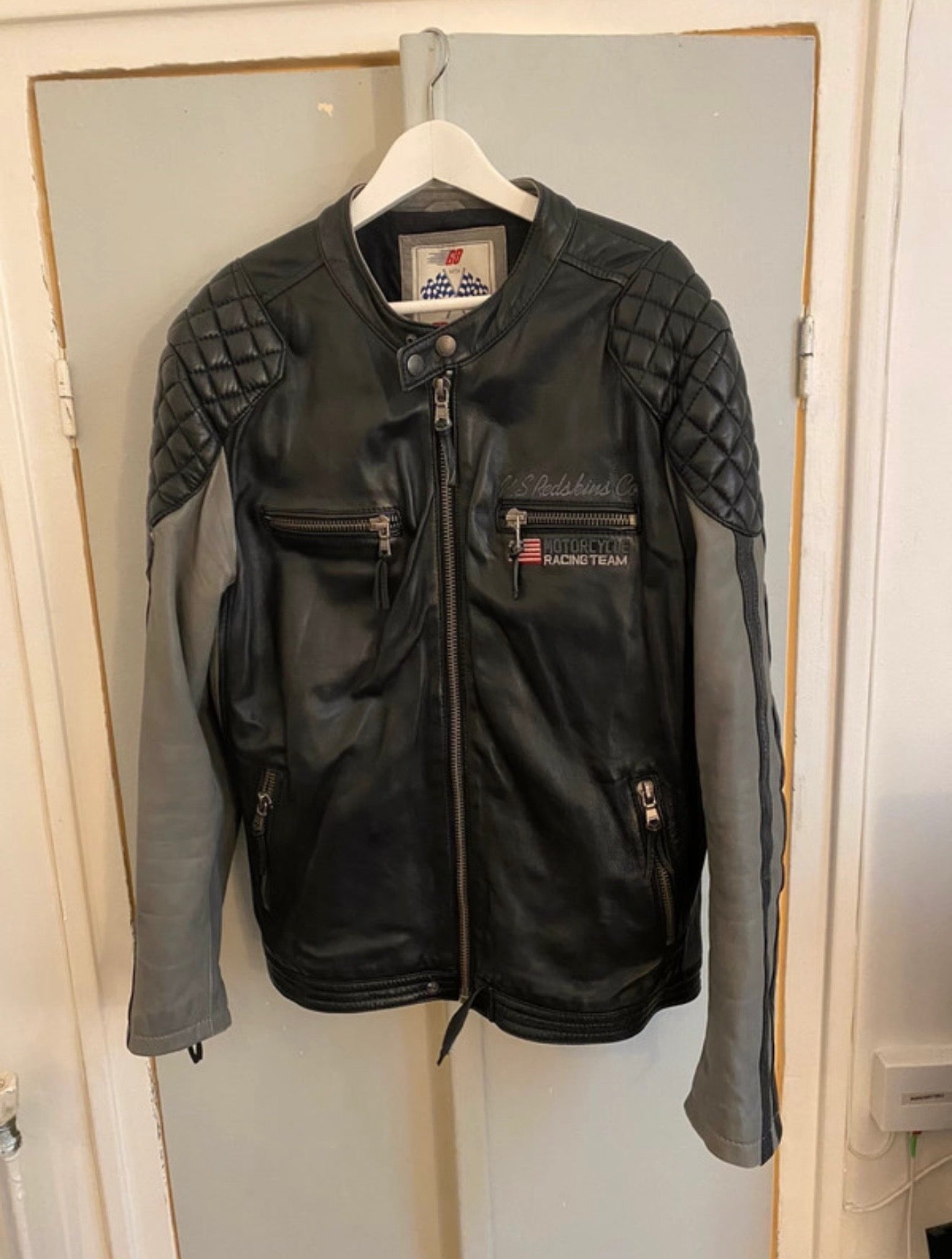 Veste en cuir Redskins grise et noire XXXL