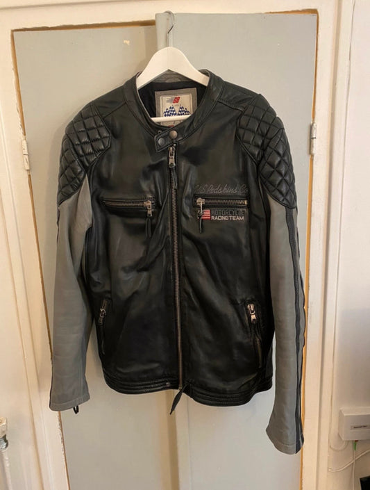 Veste en cuir Redskins grise et noire XXXL