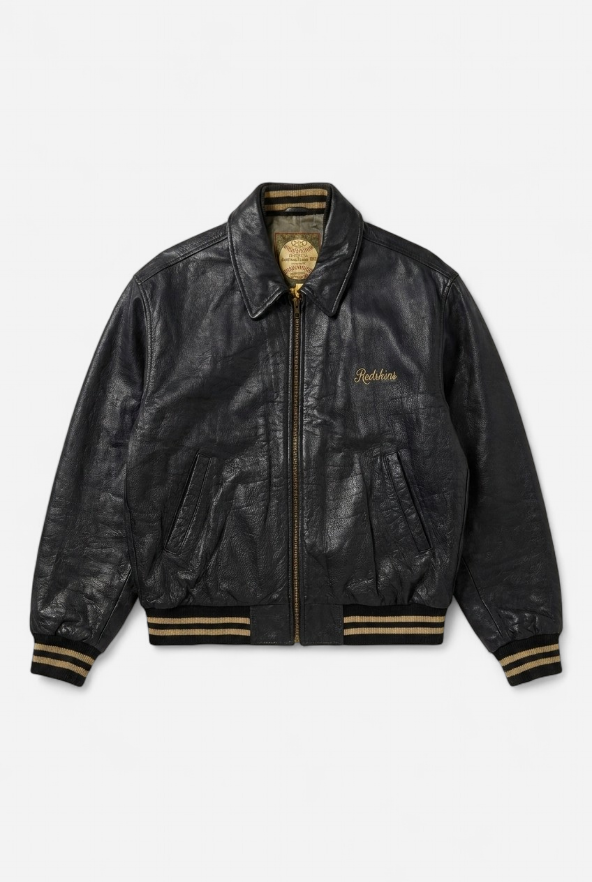 Blouson aviateur / Bomber cuir vachette Redskins Collection Official American League Ball Taille Xl