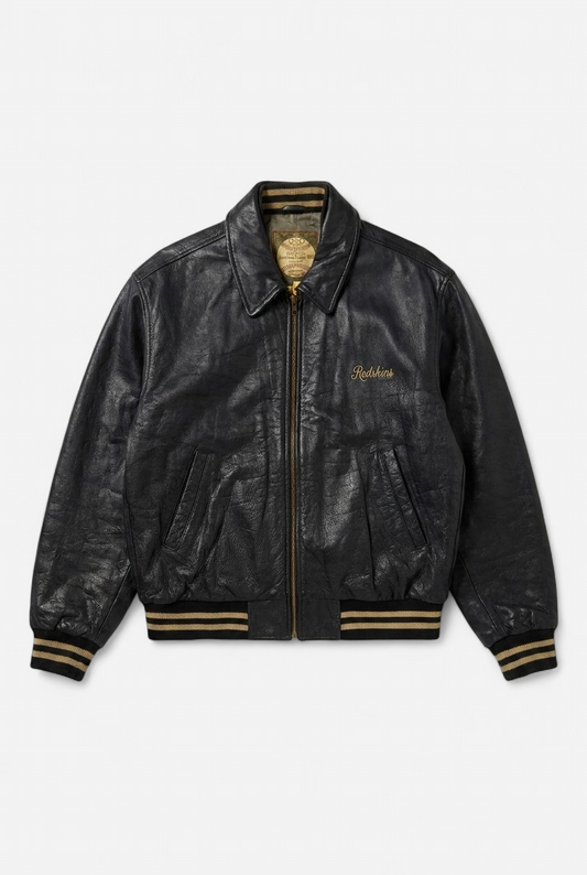 Blouson aviateur / Bomber cuir vachette Redskins Collection Official American League Ball Taille Xl