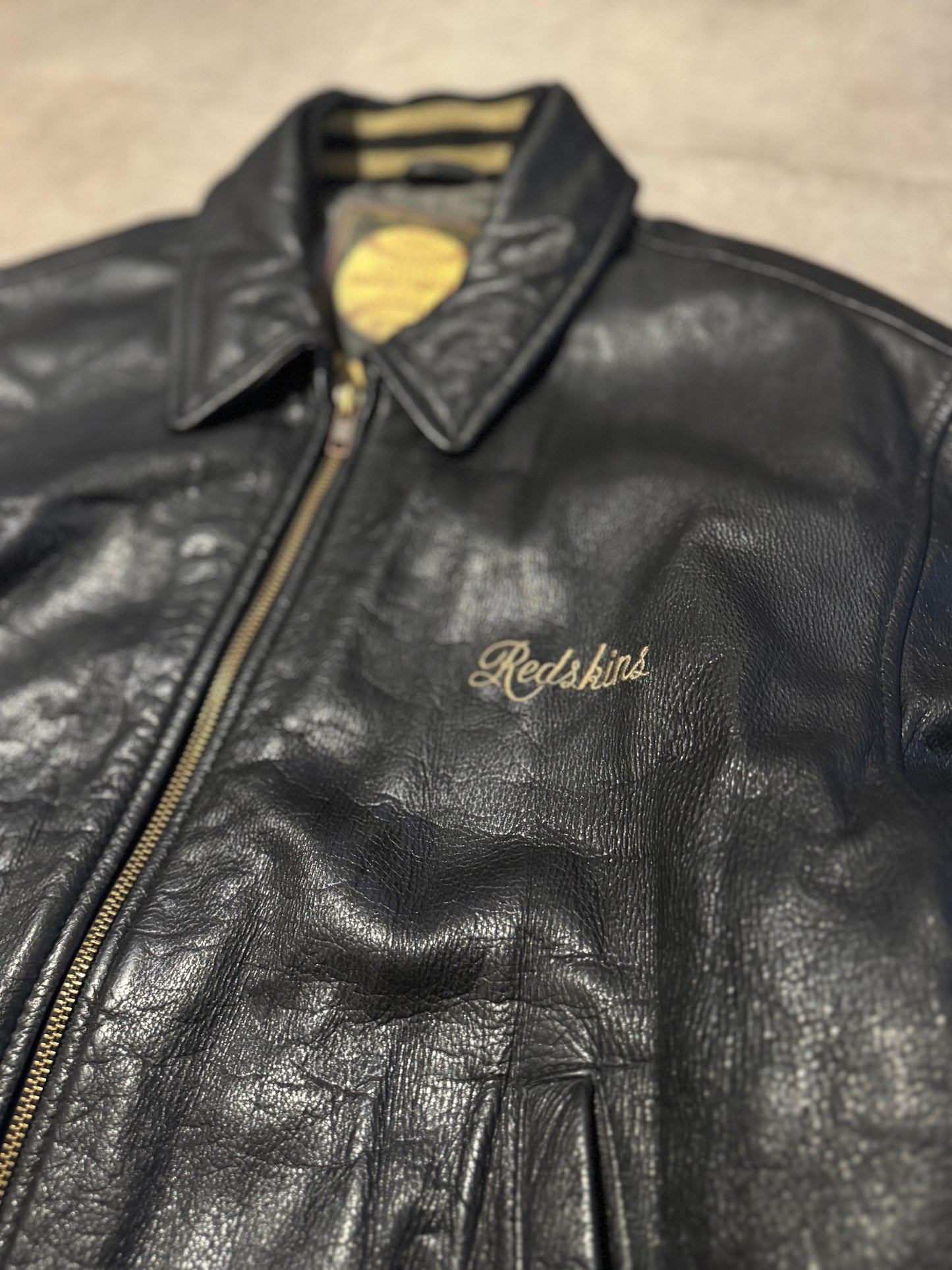 Blouson aviateur / Bomber cuir vachette Redskins Collection Official American League Ball Taille Xl
