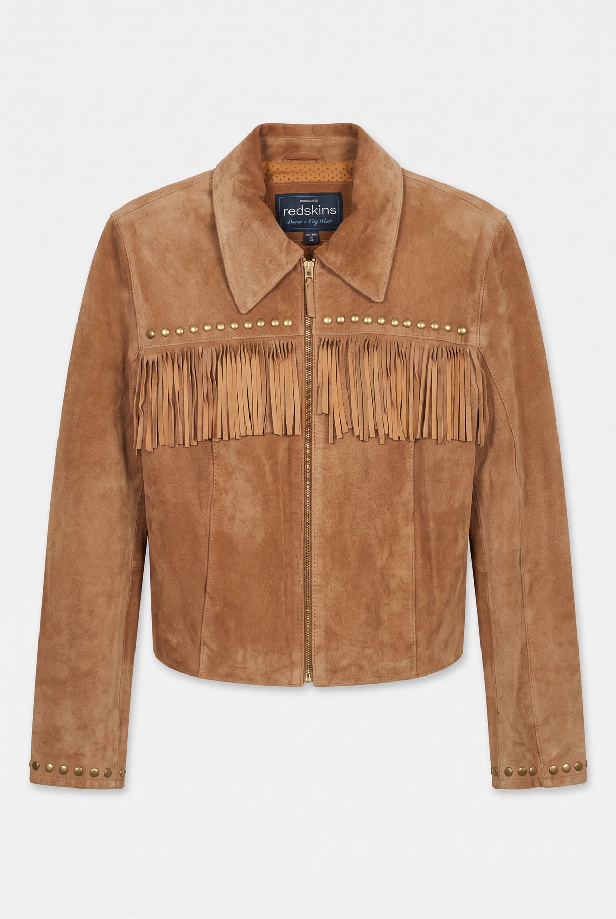 Veste Vintage Cuir Velours Camel à Franges — Taille S | Seconde Main