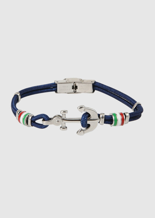 Bracelet cordon ancre marine