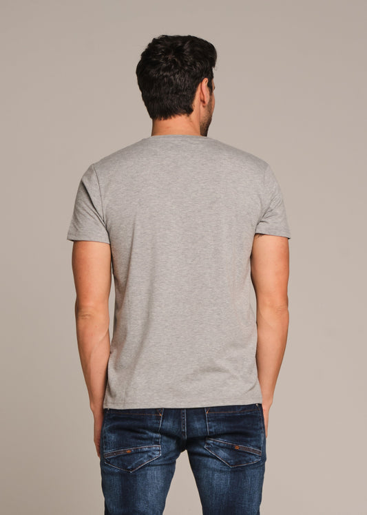 T-shirt en coton gris chiné BIG NINE CALDER