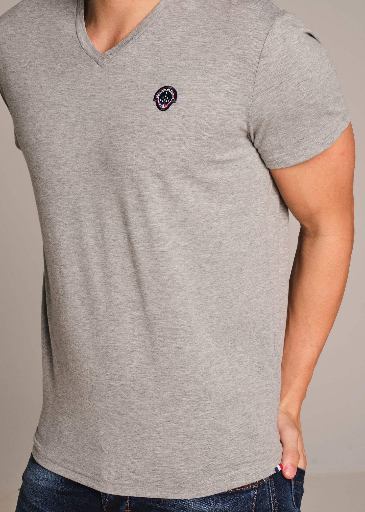 T-shirt en coton gris chiné BIG NINE CALDER