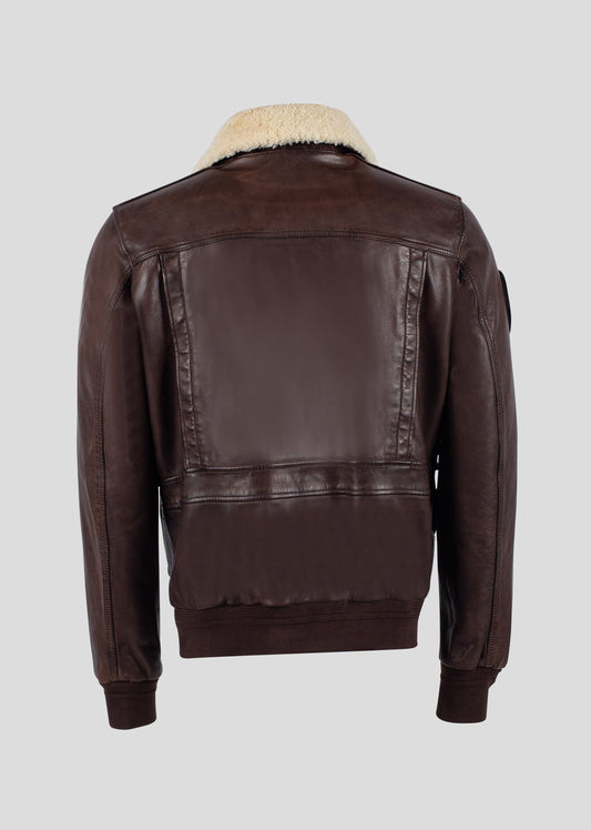 Blouson en cuir marron DOUGLAS ALPHA