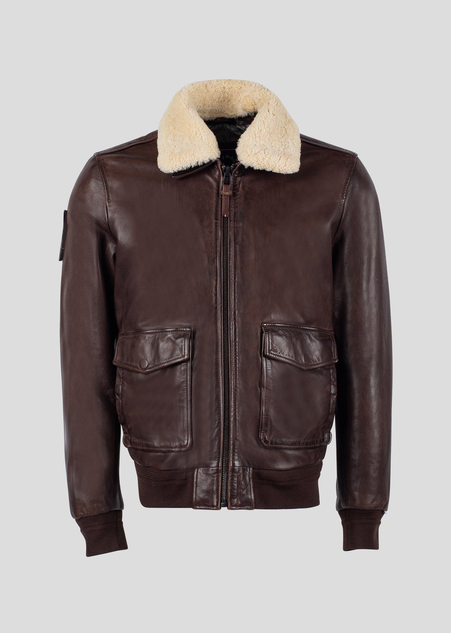 Blouson en cuir marron DOUGLAS ALPHA