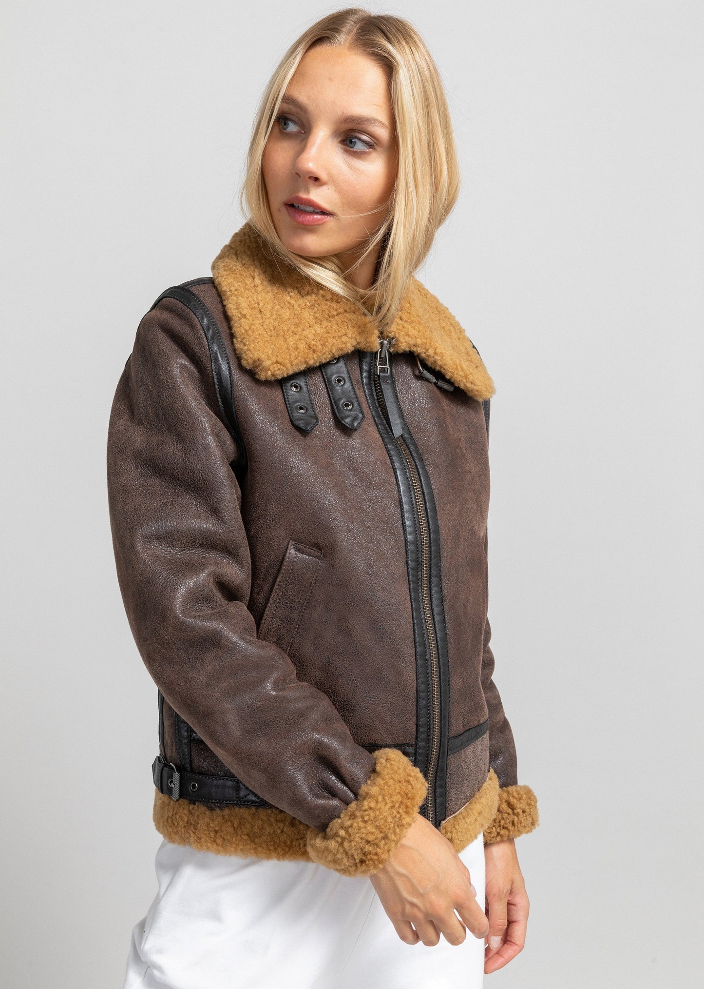 BLOUSON en cuir STELLA QUEENSTOWN marron