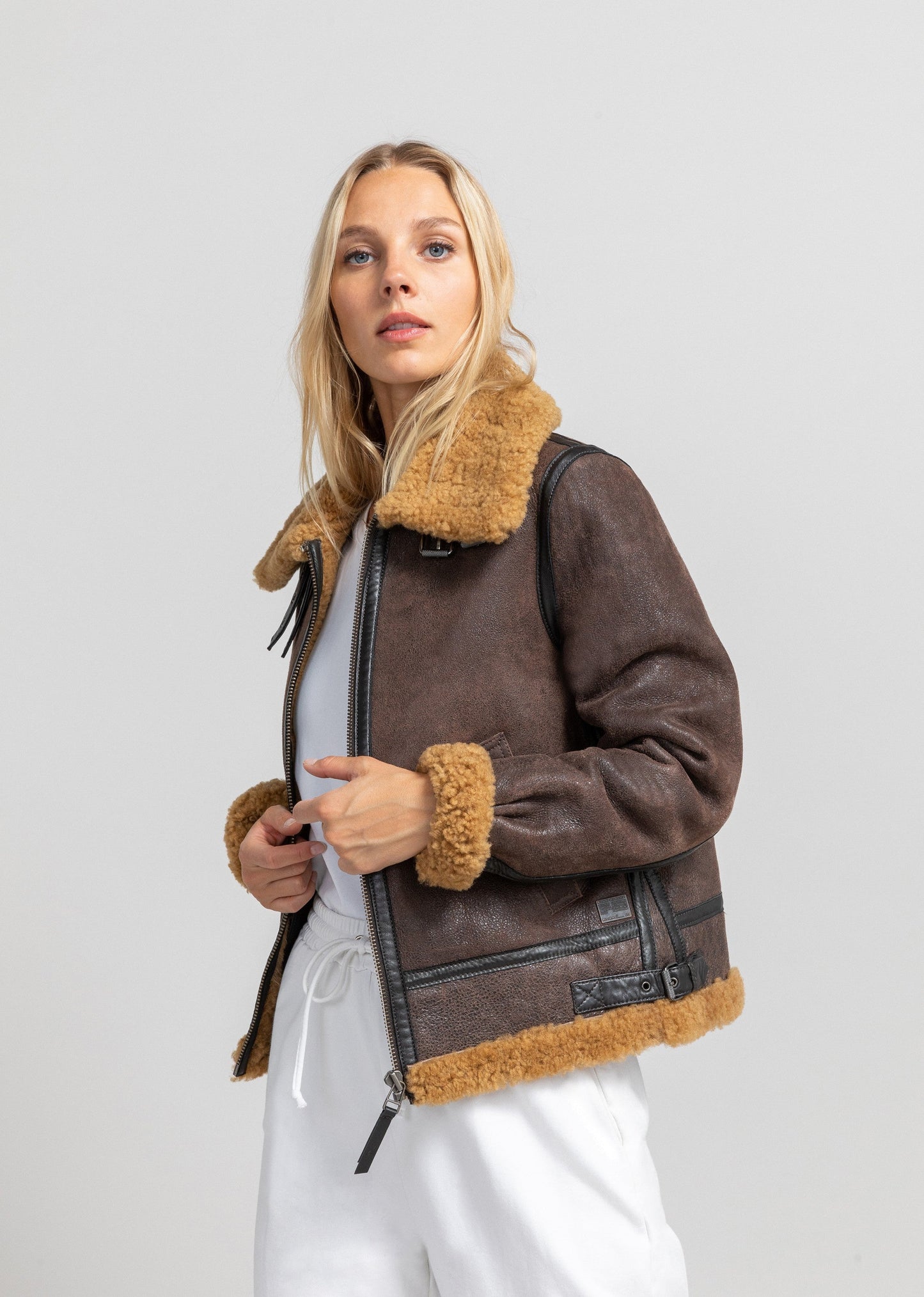BLOUSON en cuir STELLA QUEENSTOWN marron