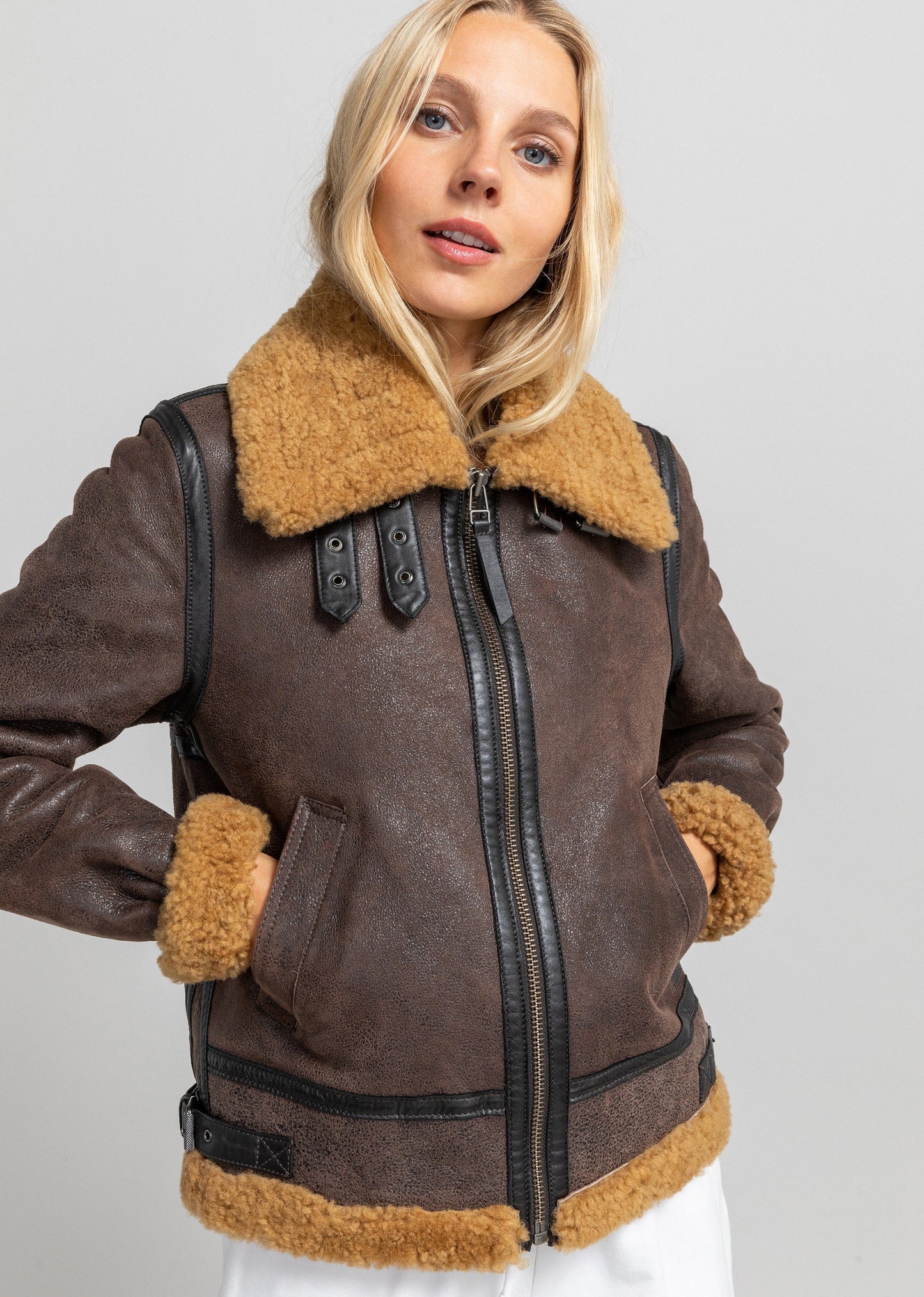 BLOUSON en cuir STELLA QUEENSTOWN marron