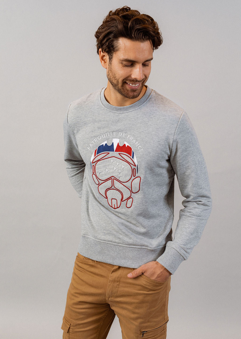 Sweatshirt gris chiné MASK PRIVATE