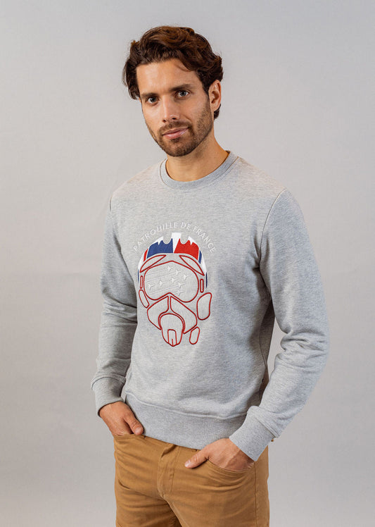 Sweatshirt gris chiné MASK PRIVATE