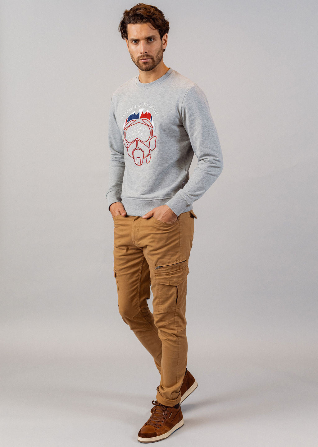 Sweatshirt gris chiné MASK PRIVATE
