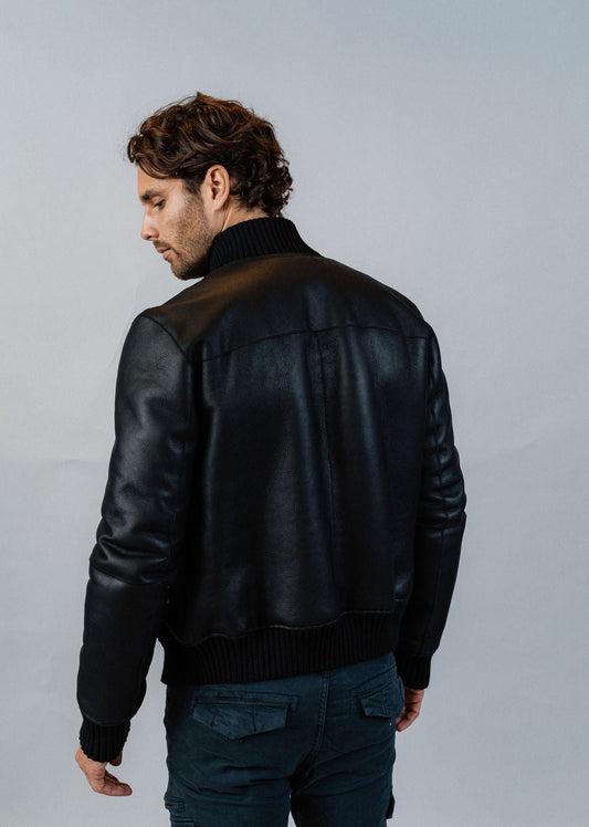 Blouson en cuir noir NAXO MERINO