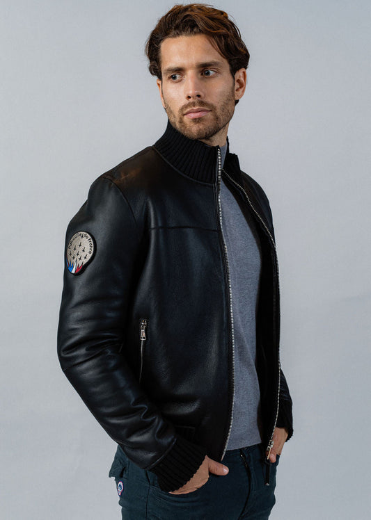 Blouson en cuir noir NAXO MERINO