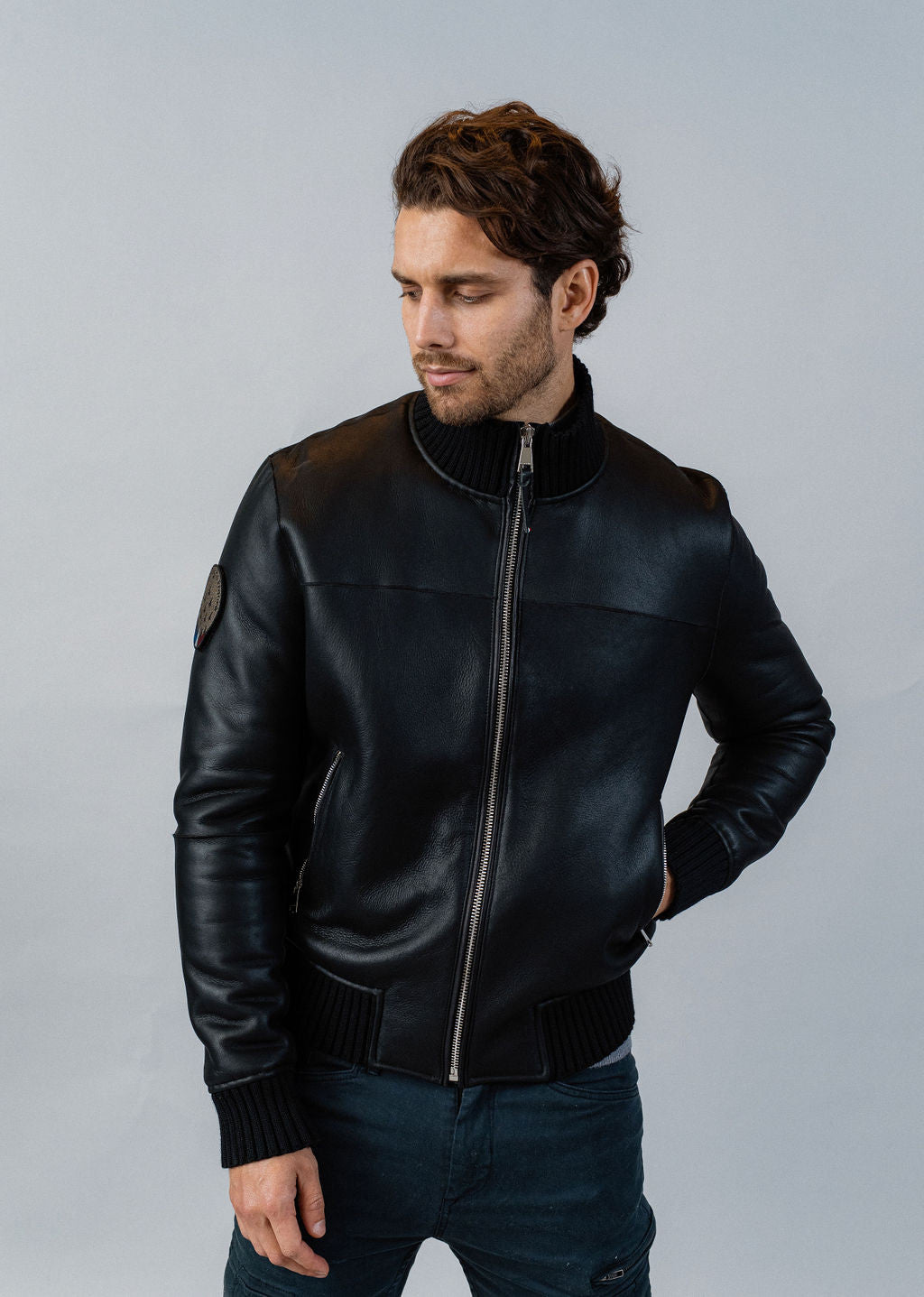 Blouson en cuir noir NAXO MERINO