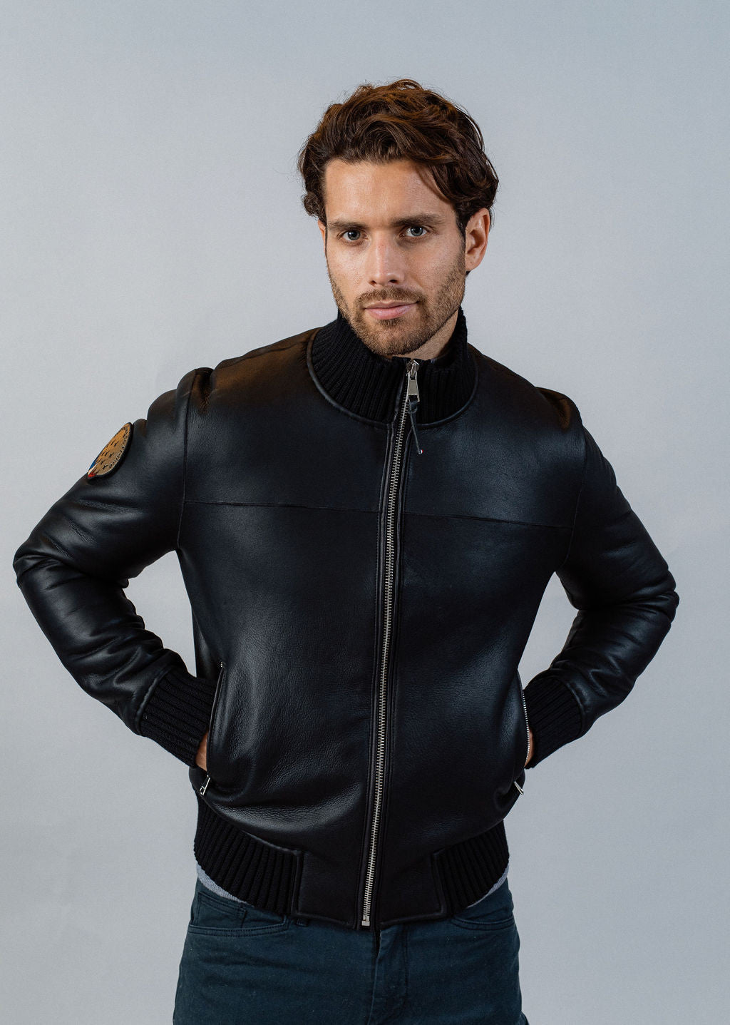 Blouson en cuir noir NAXO MERINO