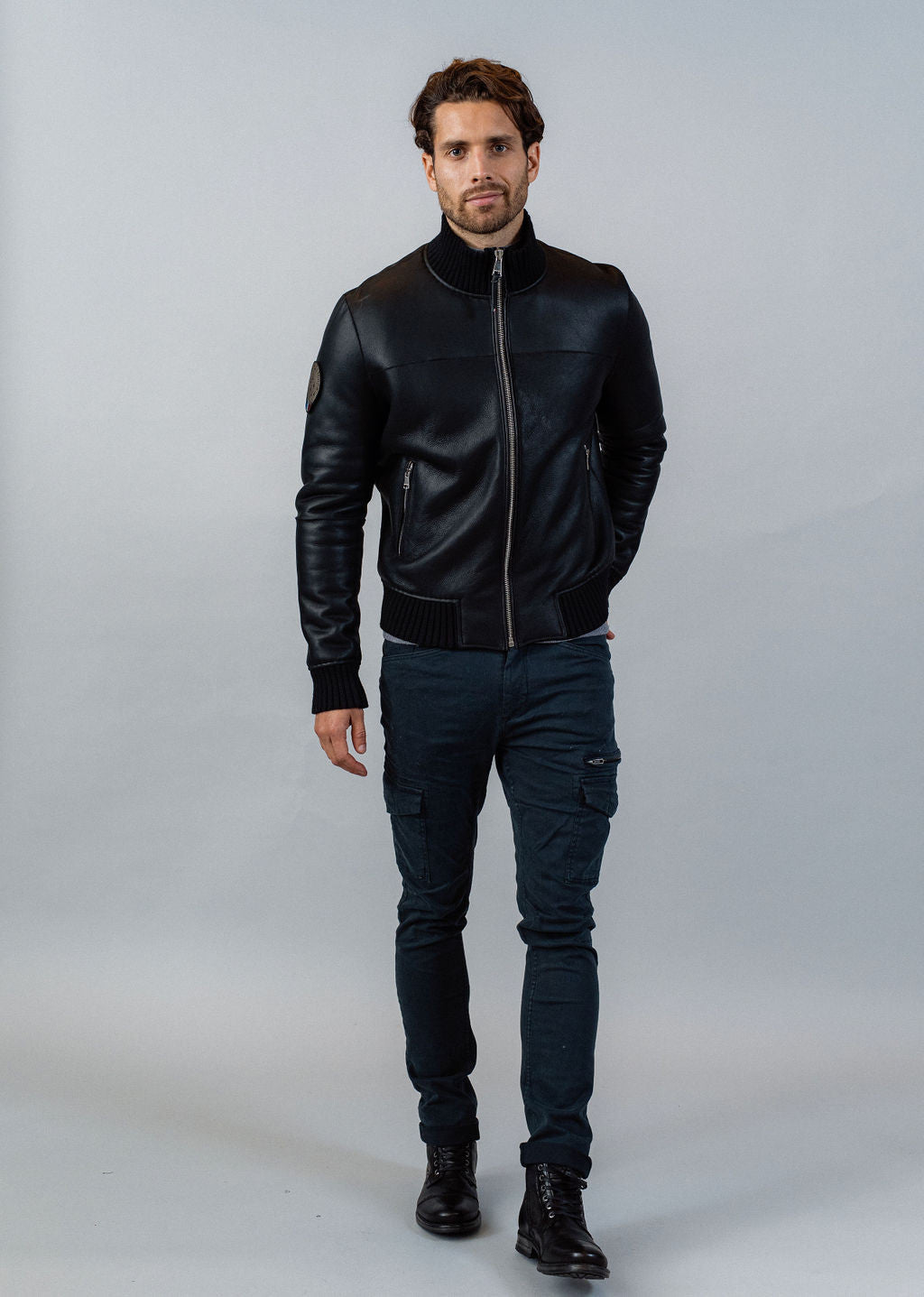 Blouson en cuir noir NAXO MERINO