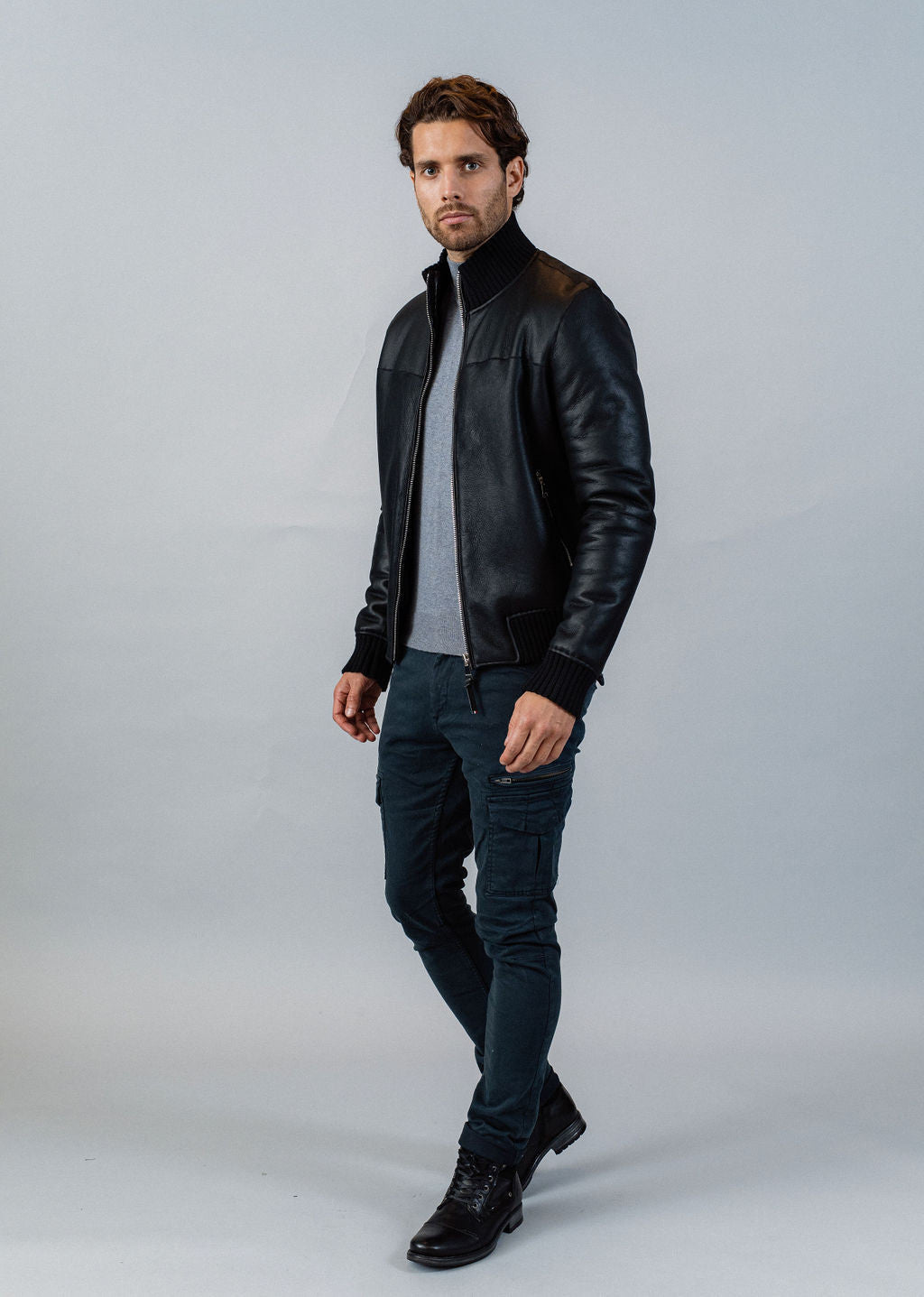 Blouson en cuir noir NAXO MERINO