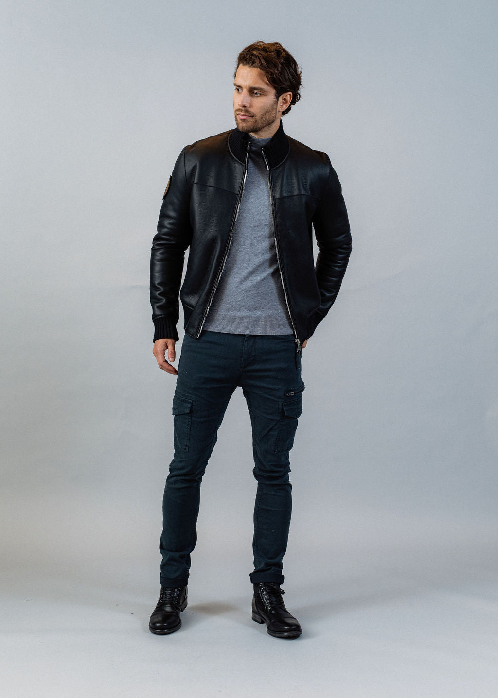 Blouson en cuir noir NAXO MERINO