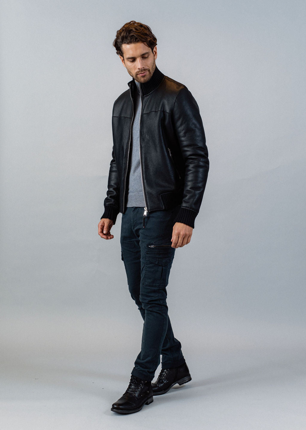 Blouson en cuir noir NAXO MERINO