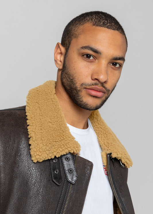 Blouson en cuir marron / gingembre REAGAN QUEENSTOWN