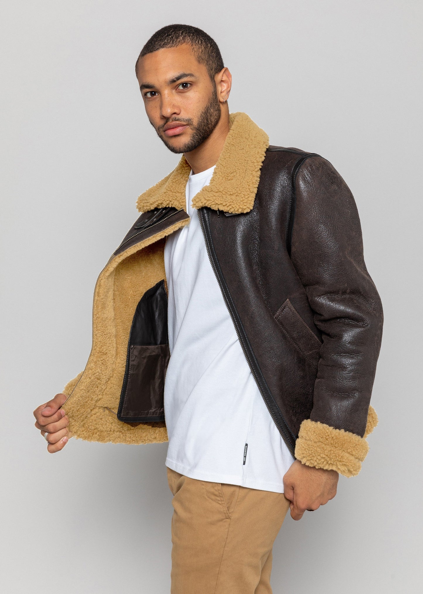 Blouson en cuir marron / gingembre REAGAN QUEENSTOWN