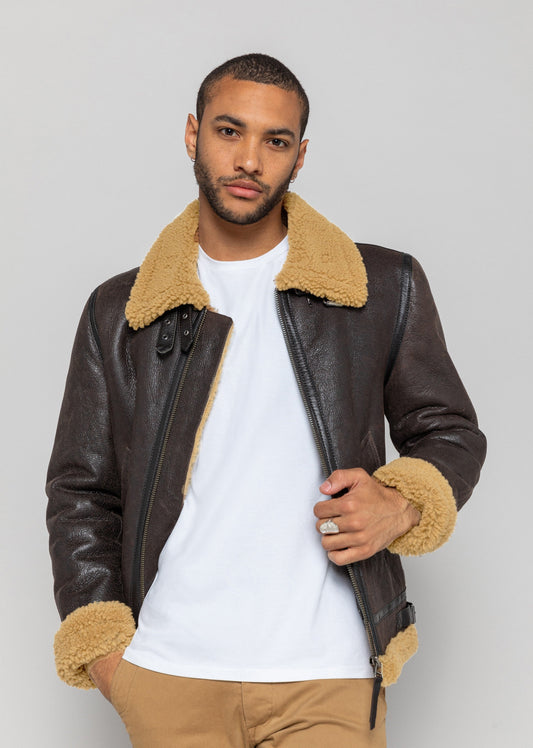 Blouson en cuir marron / gingembre REAGAN QUEENSTOWN