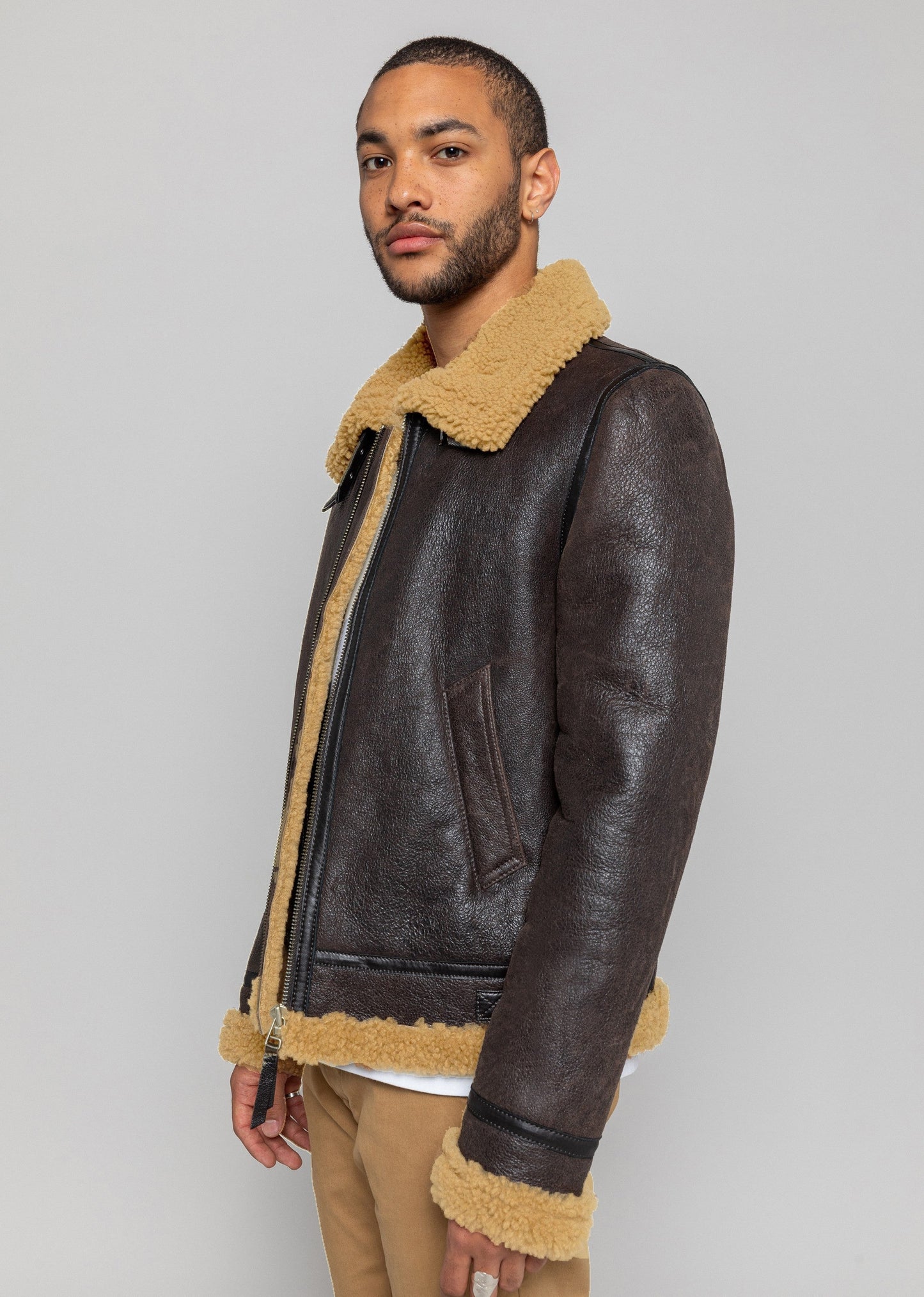 Blouson en cuir marron / gingembre REAGAN QUEENSTOWN