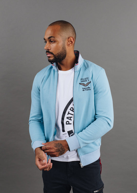 Sweatshirt zippé en molleton bleu ciel ACTIVE FRENCH