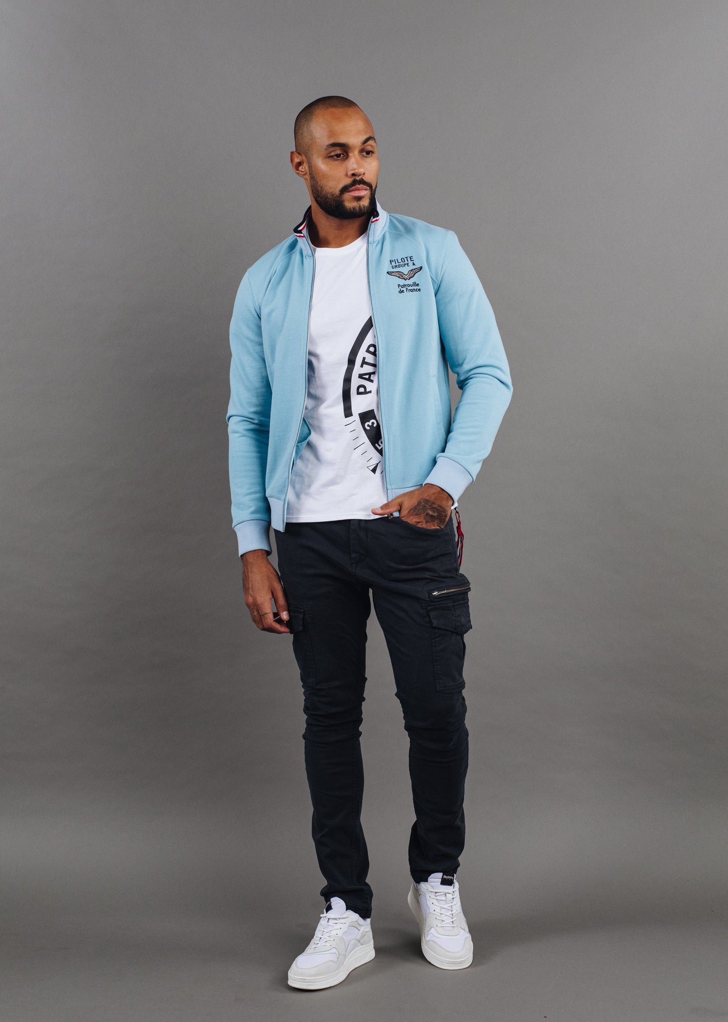 Sweatshirt zippé en molleton bleu ciel ACTIVE FRENCH