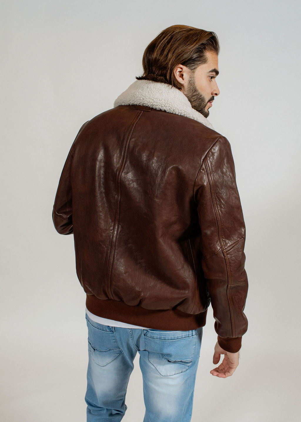 Blouson en cuir marron ROYAL GREEN