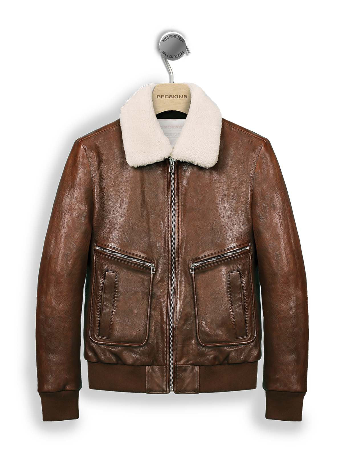 Blouson en cuir marron ROYAL GREEN