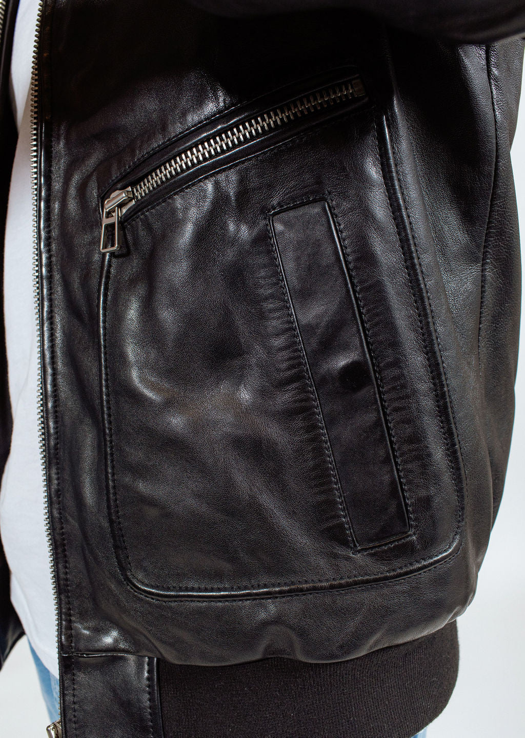 Blouson en cuir noir ROYAL GREEN