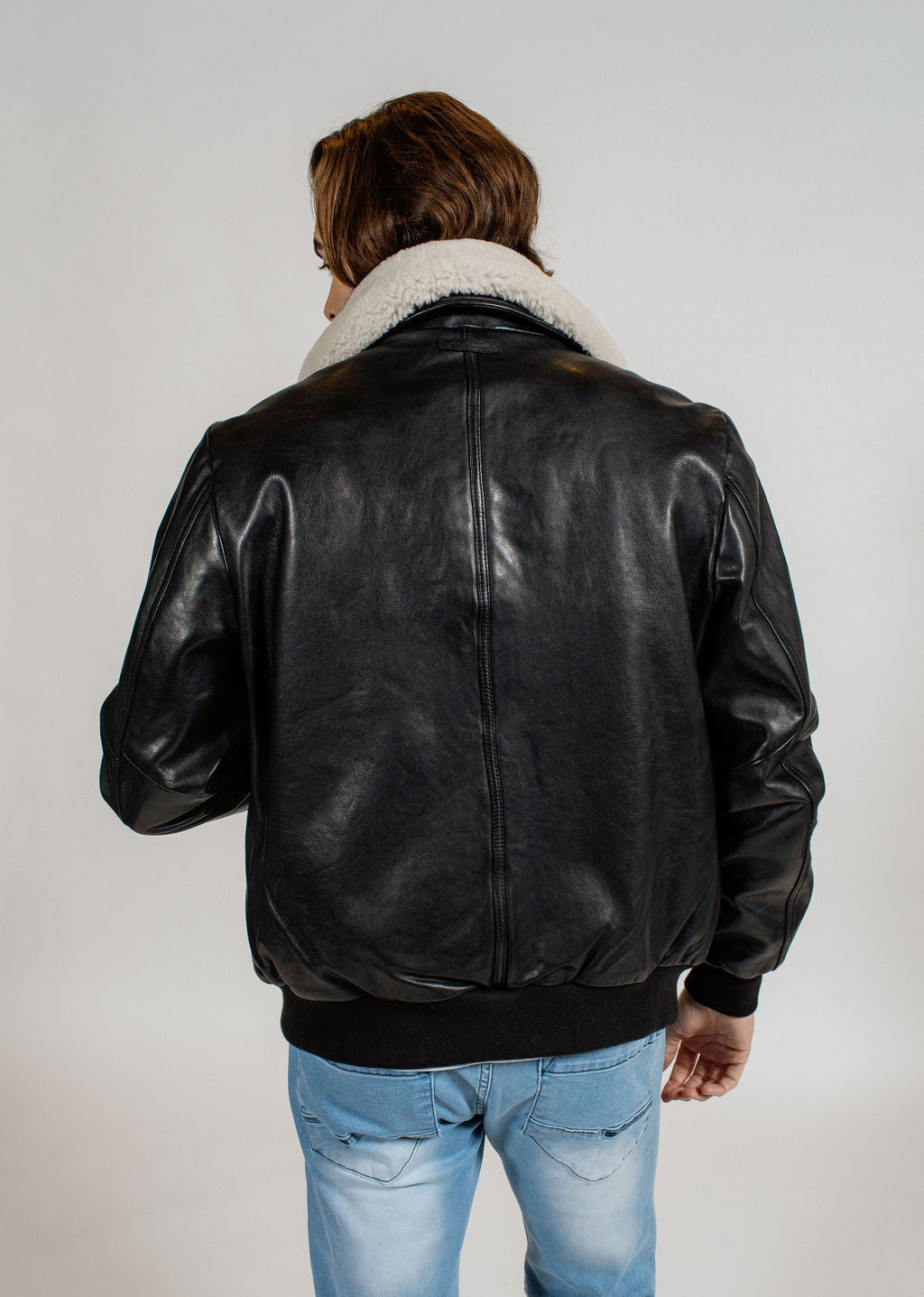 Blouson en cuir noir ROYAL GREEN