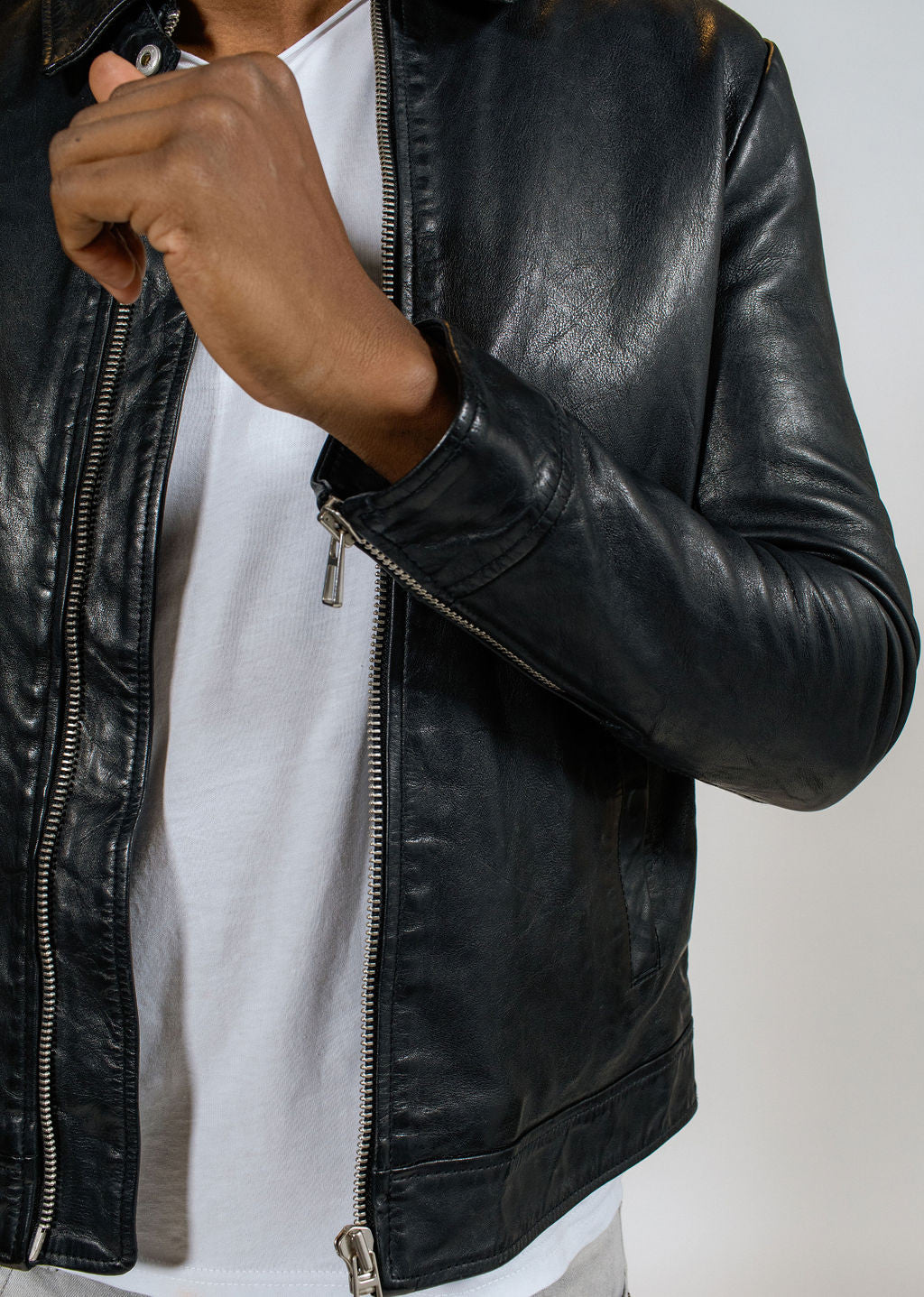 Blouson en cuir noir NORIS GREEN