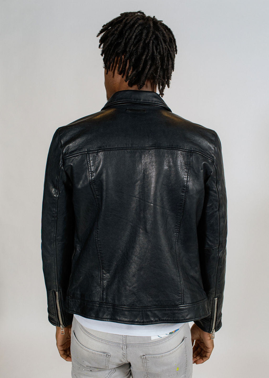 Blouson en cuir noir NORIS GREEN