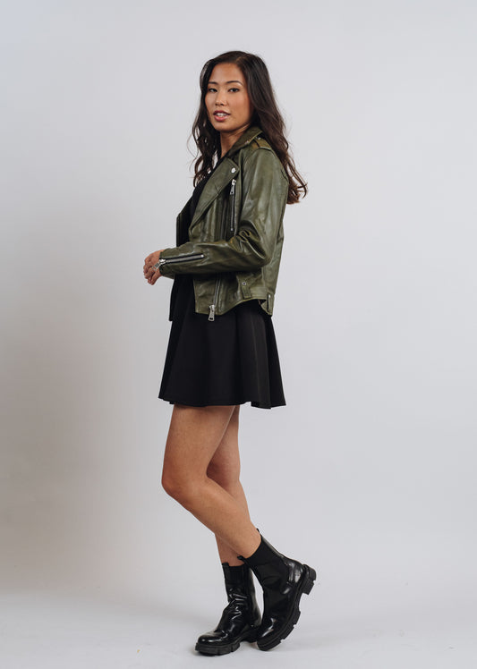 Veste en cuir kaki JUTTA TRIPWAY