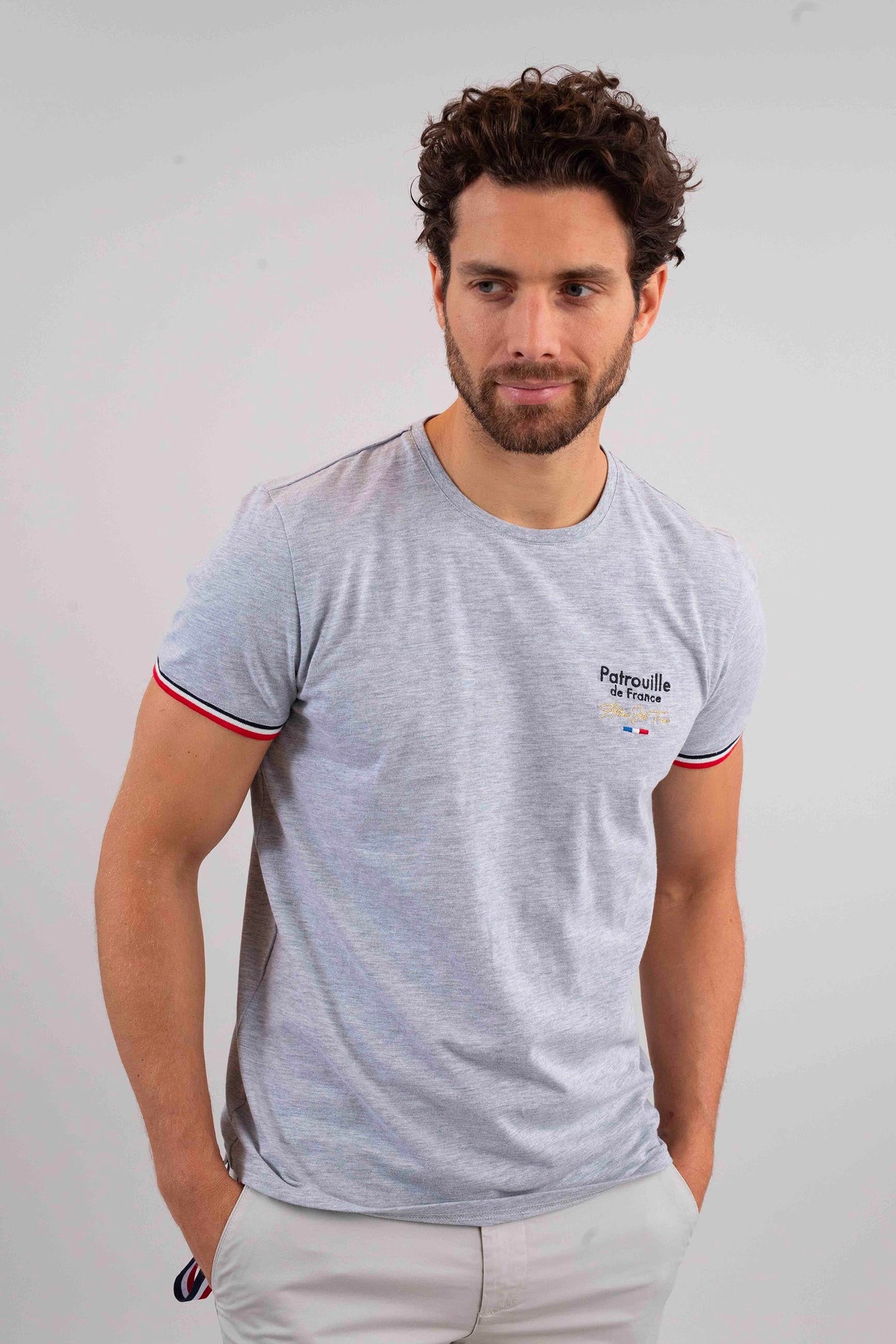 T-shirt manches courtes gris chiné WINGS SLUB