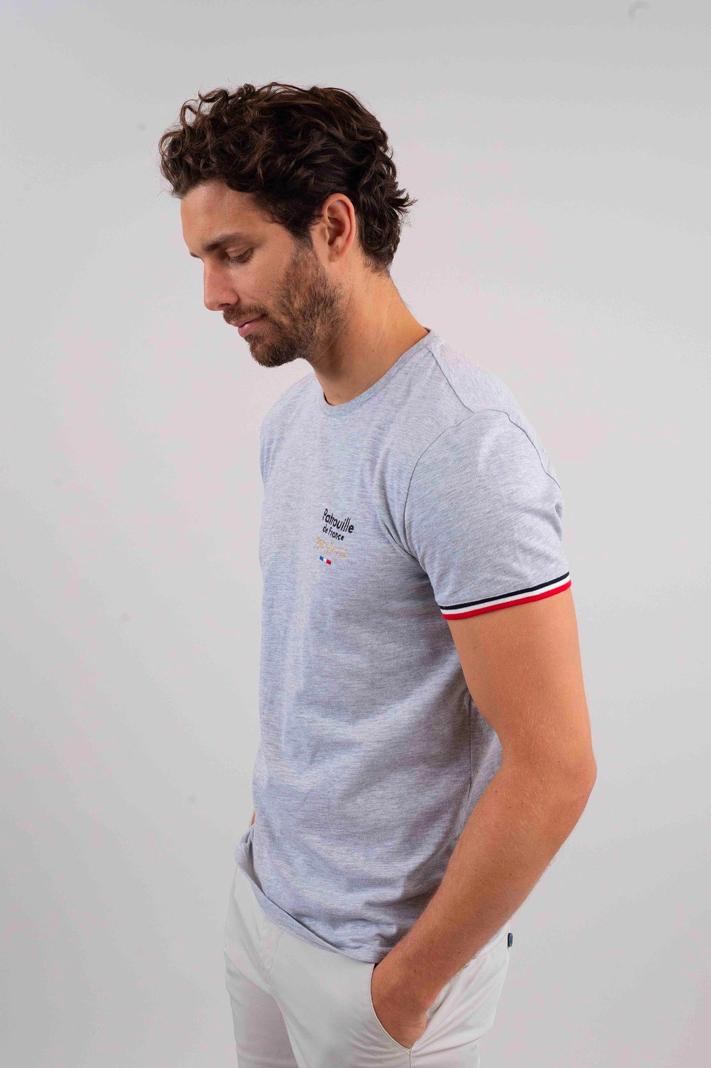 T-shirt manches courtes gris chiné WINGS SLUB