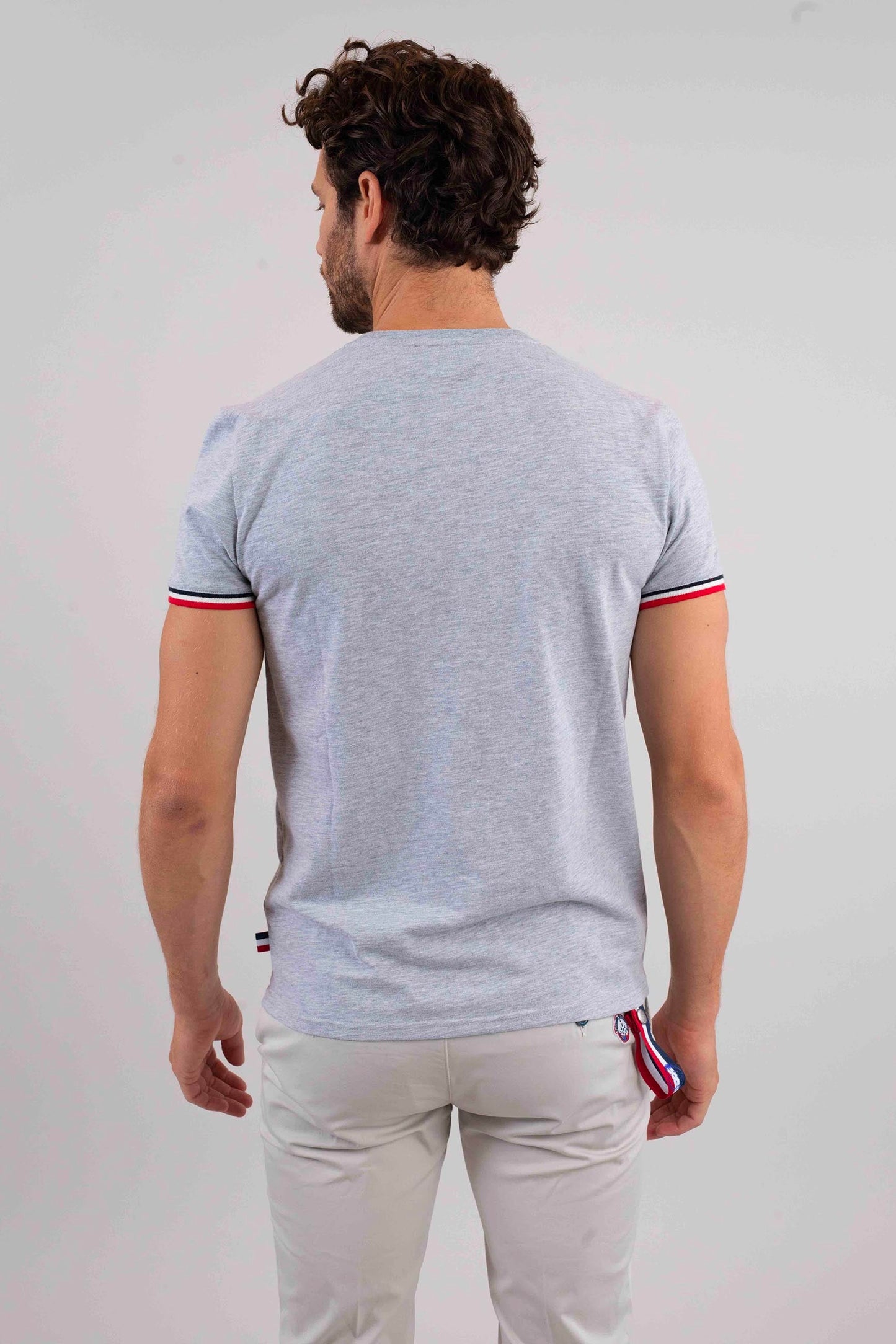 T-shirt manches courtes gris chiné WINGS SLUB