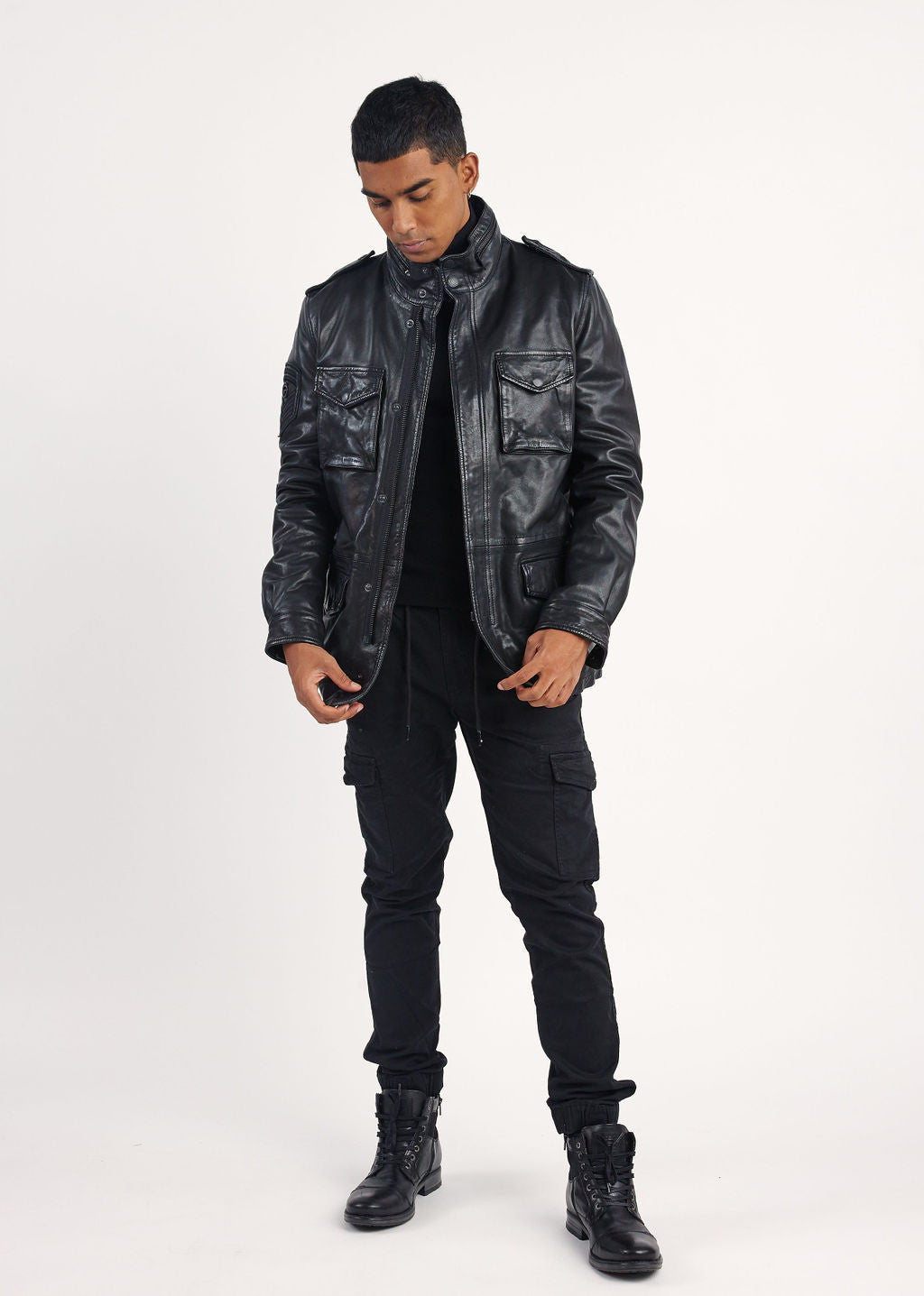 Veste en cuir noire AXE SOHO