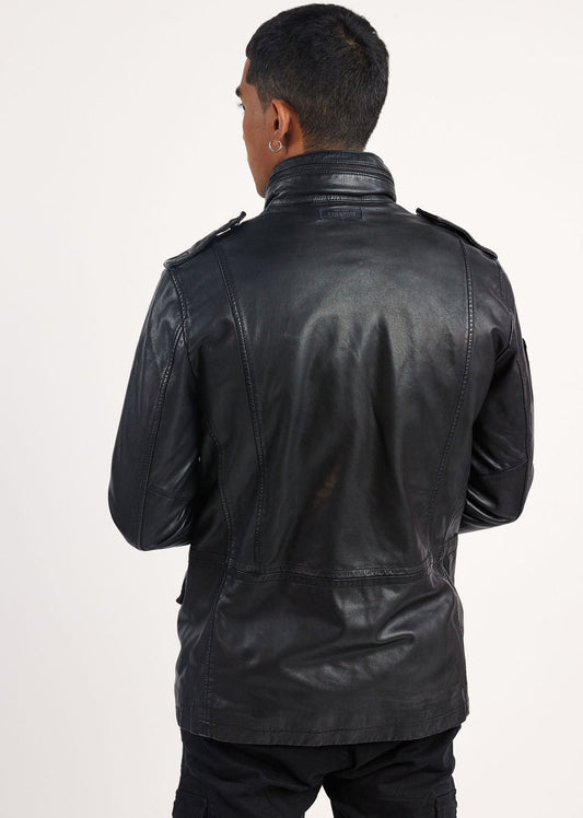 Veste en cuir noire AXE SOHO